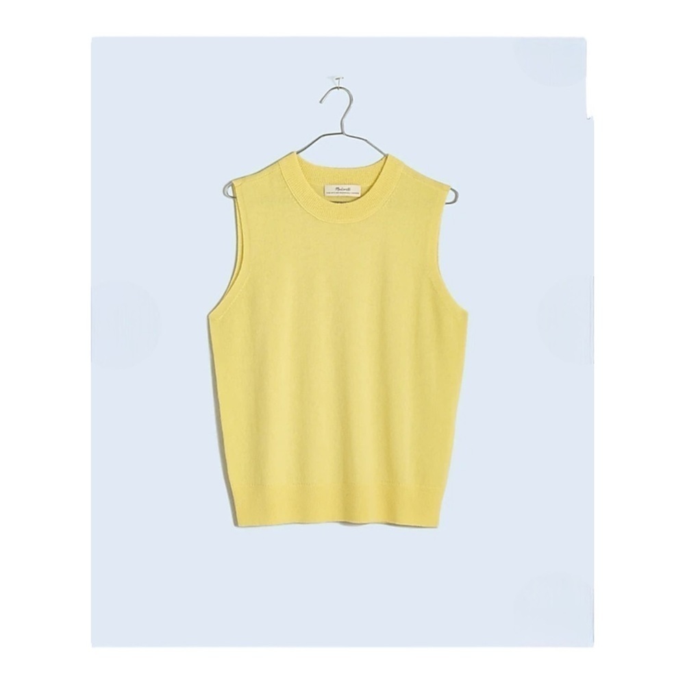 Madewell (Re)sponsible Cashmere Crewneck Sweater Vest in Heather Daffodil NWT